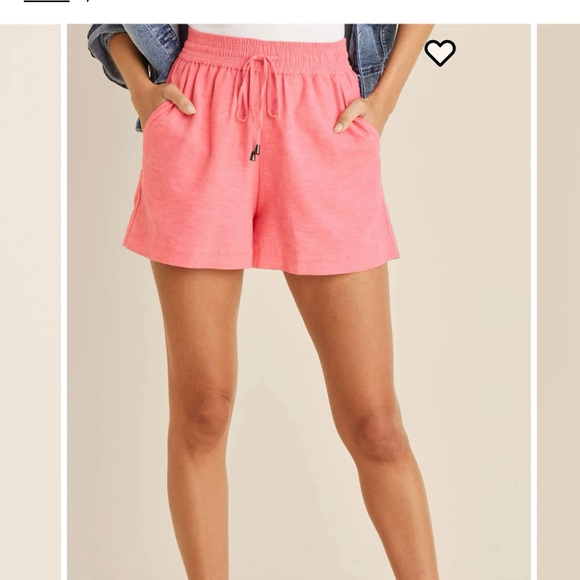 Venus Coral Linen Easy Shorts Pocket Elastisicized Waist Size L Lightweight - Picture 2 of 13